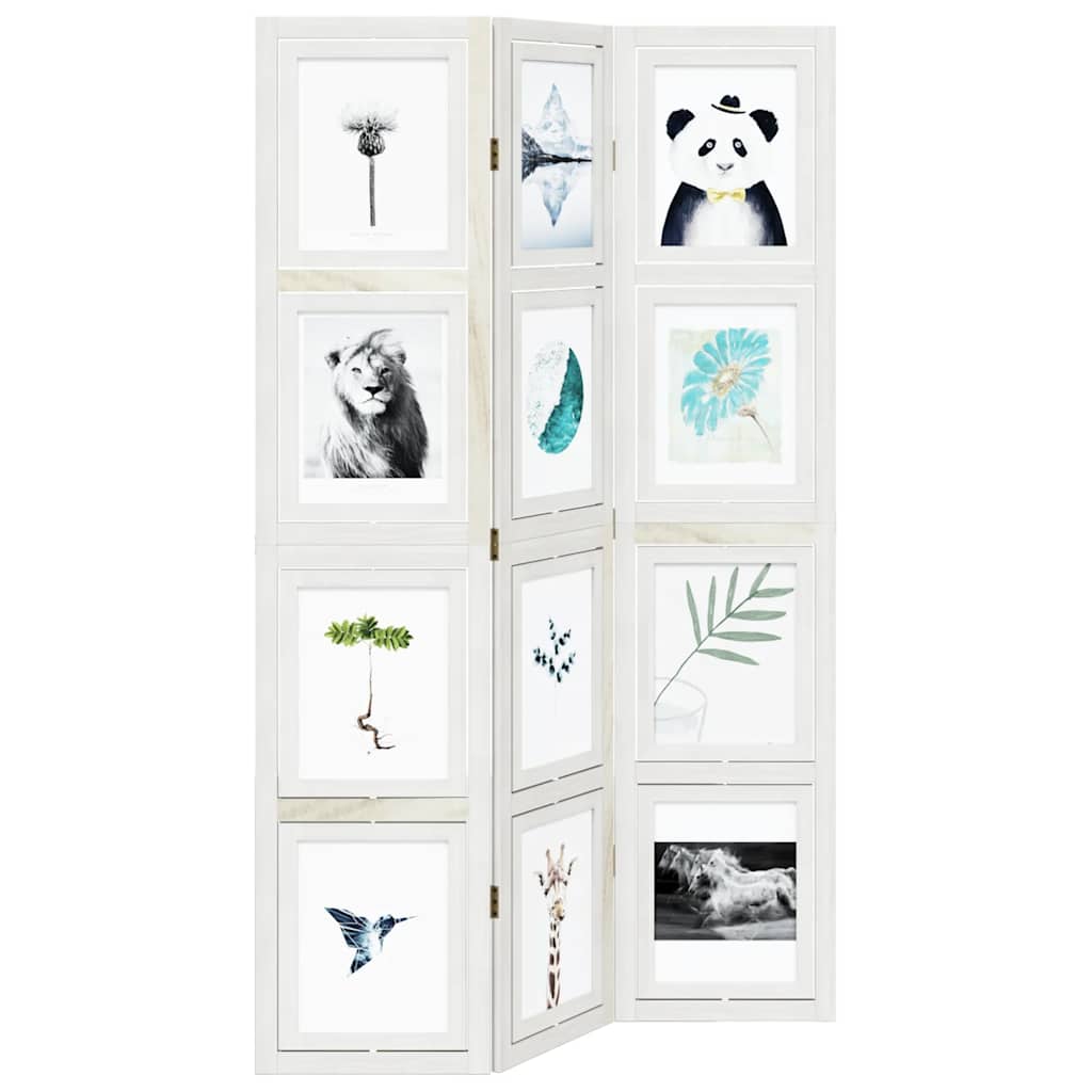 Divisorio Ambienti 3Pannelli Bianco Legno Massello di Paulownia 358686