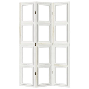 Divisorio Ambienti 3Pannelli Bianco Legno Massello di Paulownia 358686