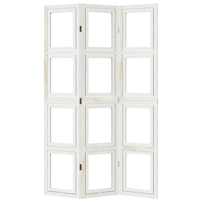 Divisorio Ambienti 3Pannelli Bianco Legno Massello di Paulownia 358686