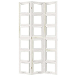 Divisorio Ambienti 3Pannelli Bianco Legno Massello di Paulownia 358687