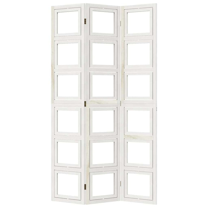 Divisorio Ambienti 3Pannelli Bianco Legno Massello di Paulownia 358687