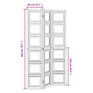 Divisorio Ambienti 3Pannelli Bianco Legno Massello di Paulownia 358687