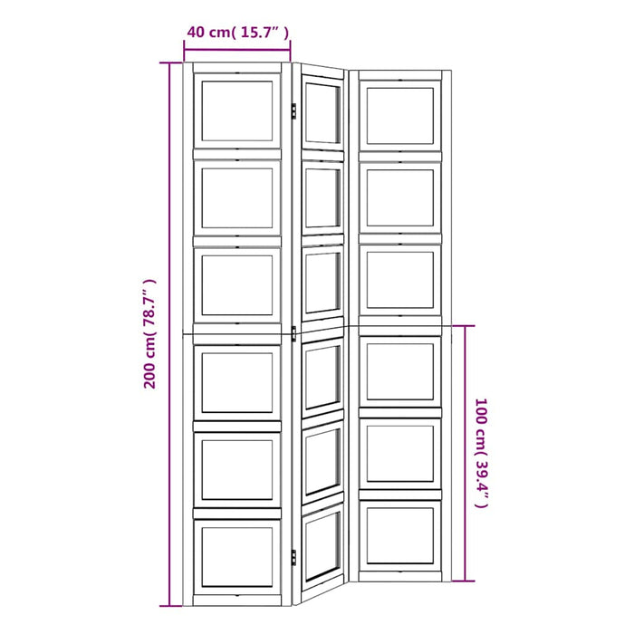 Divisorio Ambienti 3Pannelli Bianco Legno Massello di Paulownia 358687