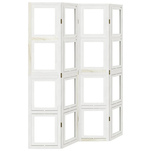 Divisorio Ambienti 4 Pannelli-Set di 4 pannelli Paravento Bianco Legno Massello di Paulownia 518948