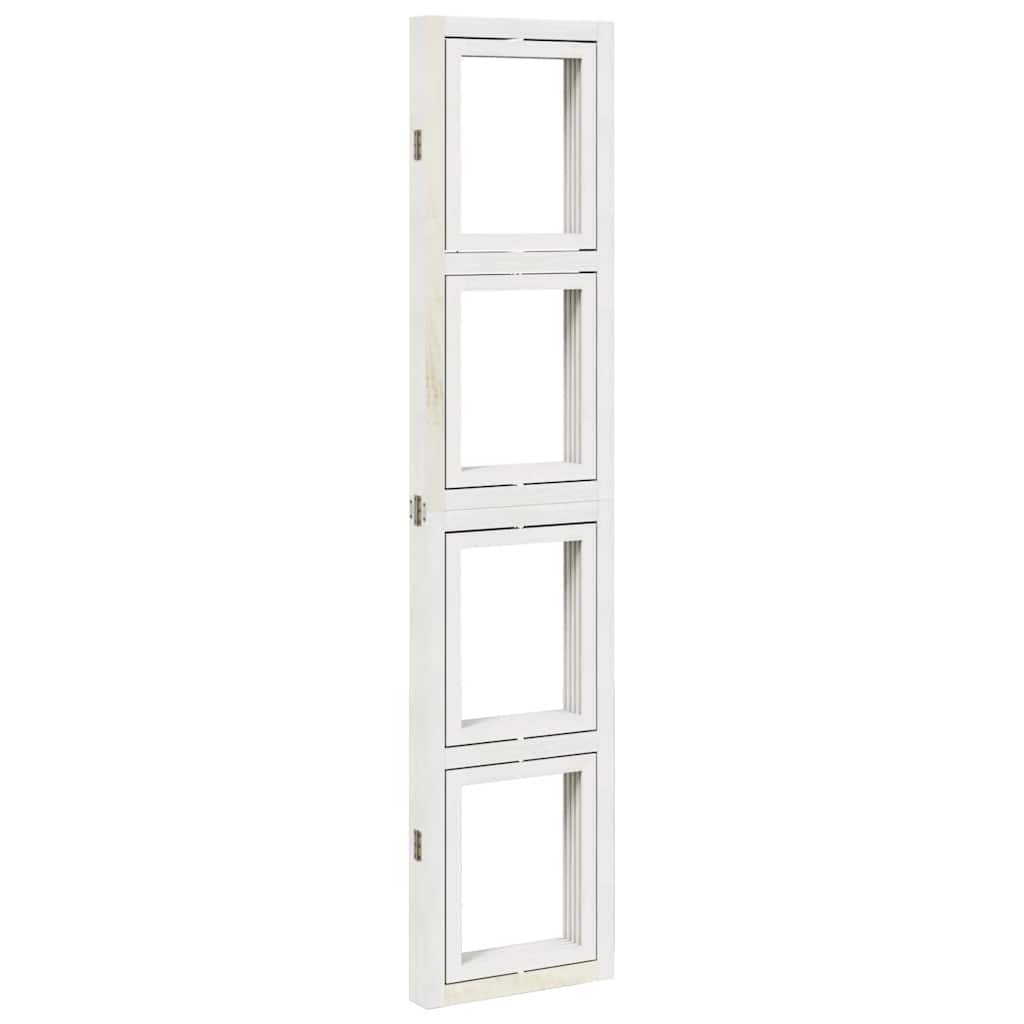 Divisorio Ambienti 4 Pannelli-Set di 4 pannelli Paravento Bianco Legno Massello di Paulownia 518948