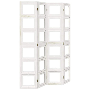 Divisorio Ambienti 4Pannelli Bianco Legno Massello di Paulownia 358691