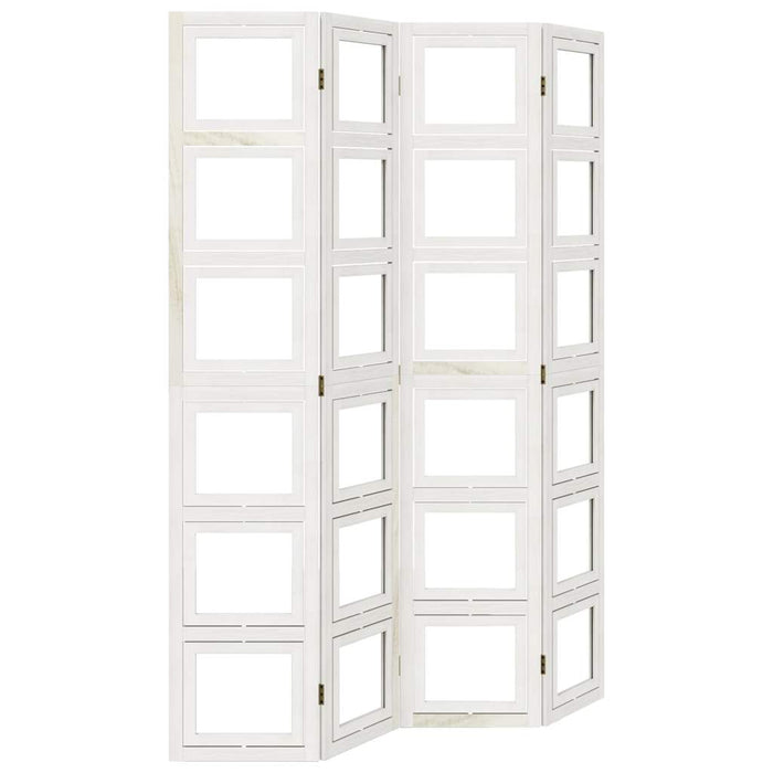 Divisorio Ambienti 4Pannelli Bianco Legno Massello di Paulownia 358691