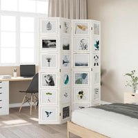 Divisorio Ambienti 4Pannelli Bianco Legno Massello di Paulownia 358691