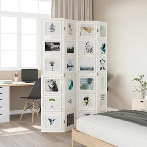 Divisorio Ambienti 4Pannelli Bianco Legno Massello di Paulownia 358691