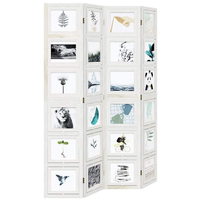 Divisorio Ambienti 4Pannelli Bianco Legno Massello di Paulownia 358691