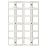 Divisorio Ambienti 4Pannelli Bianco Legno Massello di Paulownia 358691