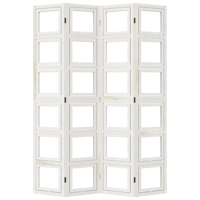 Divisorio Ambienti 4Pannelli Bianco Legno Massello di Paulownia 358691