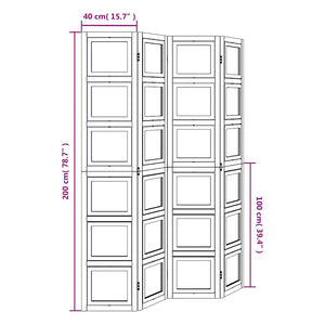 Divisorio Ambienti 4Pannelli Bianco Legno Massello di Paulownia 358691