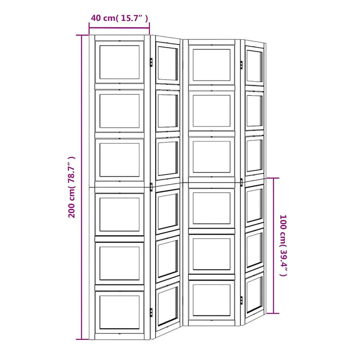 Divisorio Ambienti 4Pannelli Bianco Legno Massello di Paulownia 358691