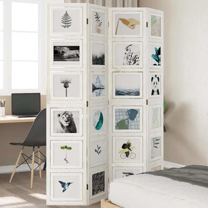 Divisorio Ambienti 4Pannelli Bianco Legno Massello di Paulownia 358691