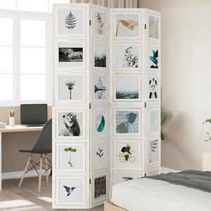 Divisorio Ambienti 4Pannelli Bianco Legno Massello di Paulowniacod mxl 91894