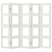 Divisorio Ambienti 5Pannelli Bianco Legno Massello di Paulownia 358693