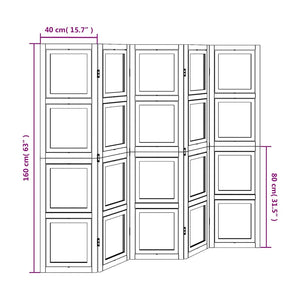 Divisorio Ambienti 5Pannelli Bianco Legno Massello di Paulownia 358693