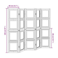 Divisorio Ambienti 5Pannelli Bianco Legno Massello di Paulownia 358693