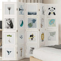 Divisorio Ambienti 5Pannelli Bianco Legno Massello di Paulownia 358693