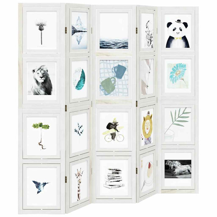 Divisorio Ambienti 5Pannelli Bianco Legno Massello di Paulownia 358694