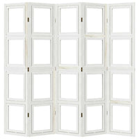 Divisorio Ambienti 5Pannelli Bianco Legno Massello di Paulownia 358694