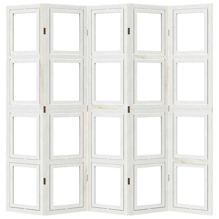 Divisorio Ambienti 5Pannelli Bianco Legno Massello di Paulownia 358694