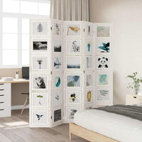 Divisorio Ambienti 5Pannelli Bianco Legno Massello di Paulownia 358695