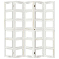 Divisorio Ambienti 5Pannelli Bianco Legno Massello di Paulownia 358695