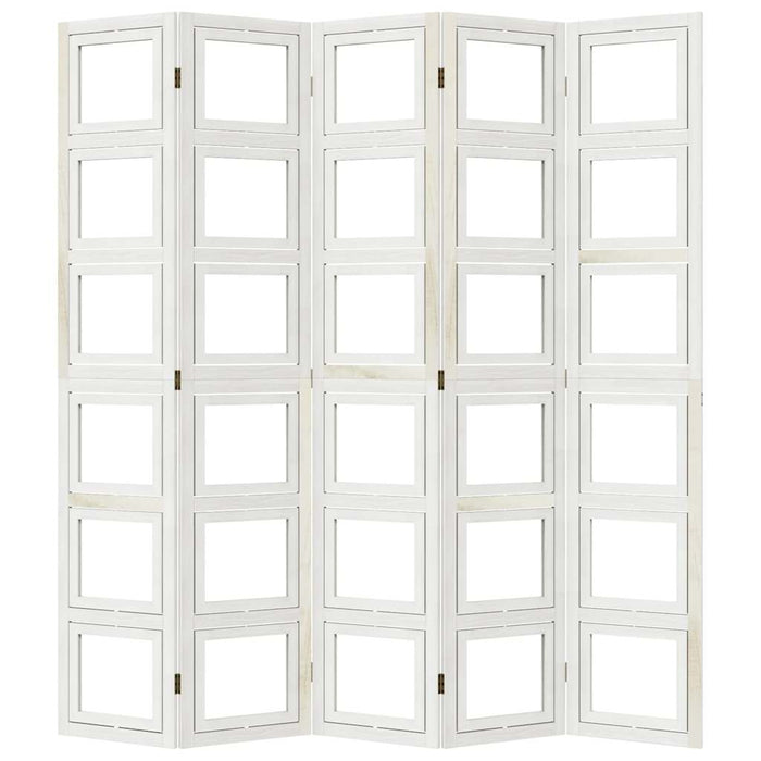 Divisorio Ambienti 5Pannelli Bianco Legno Massello di Paulownia