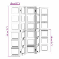 Divisorio Ambienti 5Pannelli Bianco Legno Massello di Paulownia