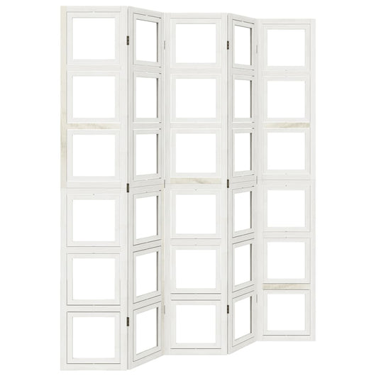 Divisorio Ambienti 5Pannelli Bianco Legno Massello di Paulownia 358696