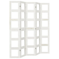 Divisorio Ambienti 5Pannelli Bianco Legno Massello di Paulownia 358696