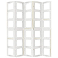 Divisorio Ambienti 5Pannelli Bianco Legno Massello di Paulownia 358696