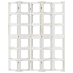 Divisorio Ambienti 5Pannelli Bianco Legno Massello di Paulownia 358696