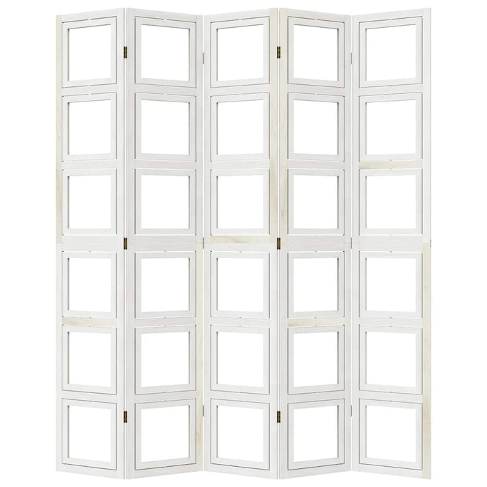 Divisorio Ambienti 5Pannelli Bianco Legno Massello di Paulownia 358696