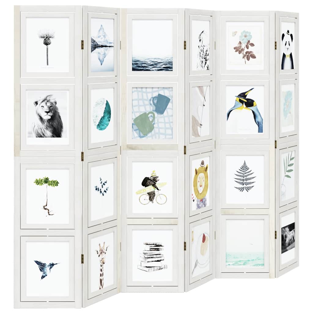 Divisorio Ambienti 6Pannelli Bianco Legno Massello di Paulownia 358698