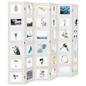 Divisorio Ambienti 6Pannelli Bianco Legno Massello di Paulownia 358699