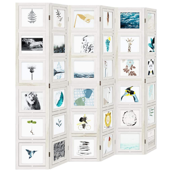 Divisorio Ambienti 6Pannelli Bianco Legno Massello di Paulownia 358699