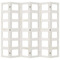 Divisorio Ambienti 6Pannelli Bianco Legno Massello di Paulownia 358699