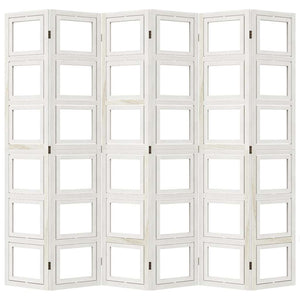 Divisorio Ambienti 6Pannelli Bianco Legno Massello di Paulownia 358699