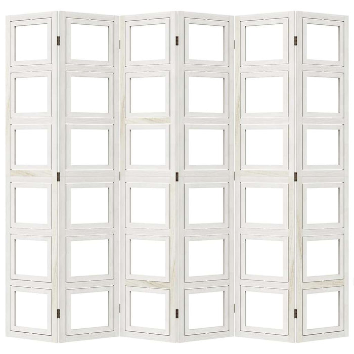 Divisorio Ambienti 6Pannelli Bianco Legno Massello di Paulownia 358699