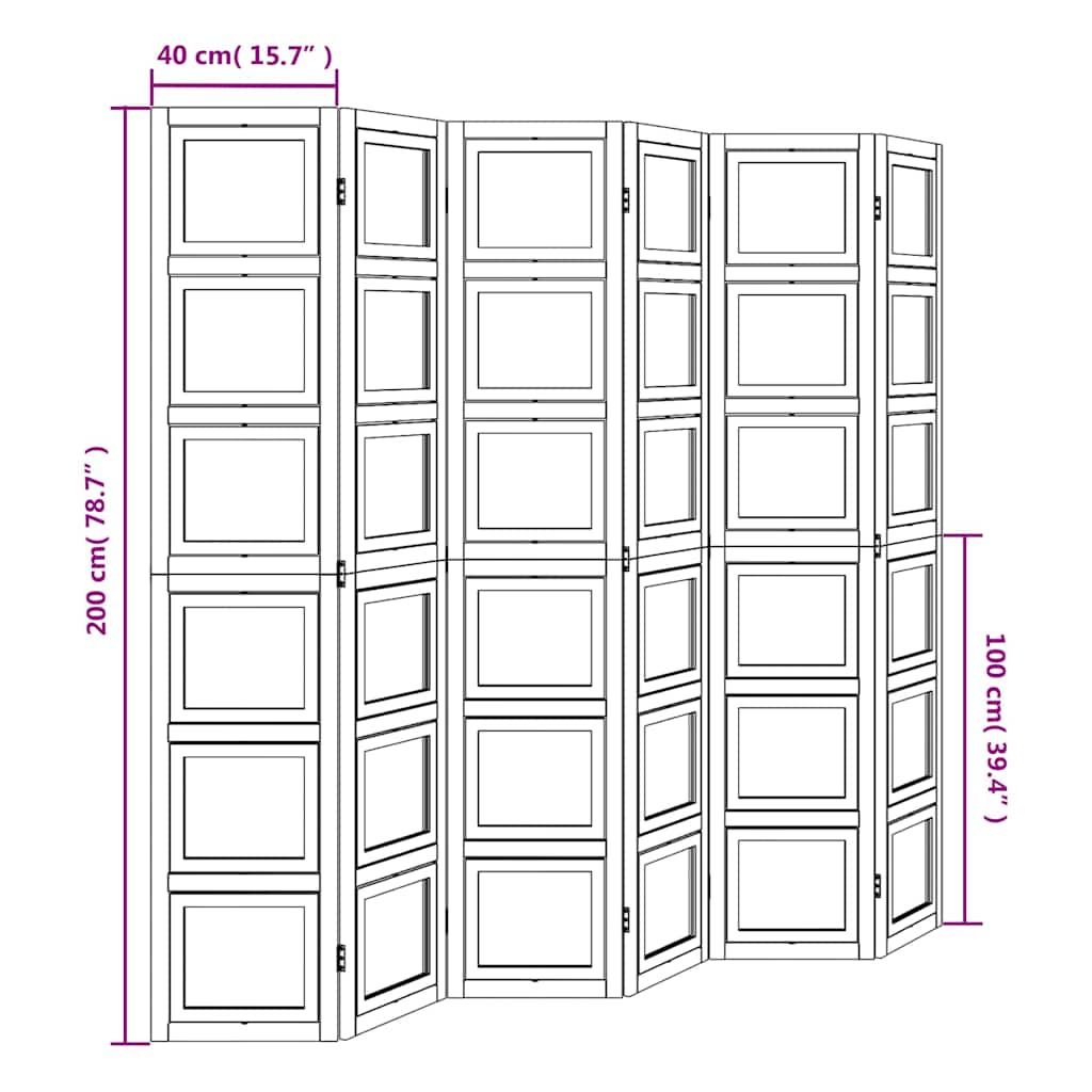 Divisorio Ambienti 6Pannelli Bianco Legno Massello di Paulownia 358699