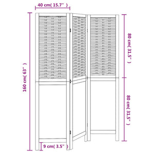 Divisorio Ambienti 3 Pannelli Marrone Scuro Massello Paulownia 358701
