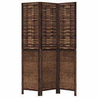 Divisorio Ambienti 3 Pannelli Marrone Scuro Massello Paulownia 358702