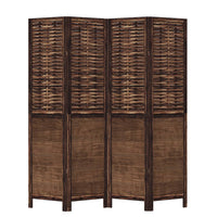 Divisorio Ambienti 4 Pannelli Marrone Scuro Massello Paulownia 358706