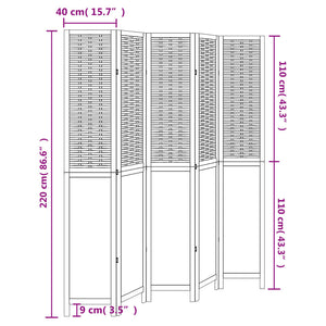 Divisorio Ambienti 5 Pannelli Marrone Scuro Massello Paulownia 358712