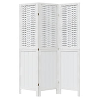 Divisorio Ambienti 3Pannelli Bianco Legno Massello di Paulownia 358717