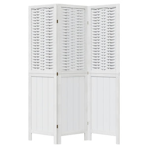 Divisorio Ambienti 3Pannelli Bianco Legno Massello di Paulownia 358717