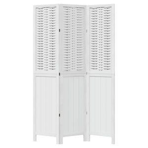 Divisorio Ambienti 3Pannelli Bianco Legno Massello di Paulownia 358718